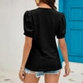 thumbnail image 5 of RYRJJ Women's Summer Dressy Tops Casual Guipure Lace Puff Sleeve Blouses Short Sleeve V Neck Cute Eyelet Loose Hollow T-Shirts(Black,M), 5 of 5