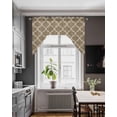 thumbnail image 3 of Brown Moroccan Swag Valances for Windows, Small Curtains Drapes, Morocco Retro Abstract Quatrefoil Plaid Kitchen Window Curtains Over Sink Window Treatment Valance for Bedroom/Bathroom 56"x36", 3 of 5