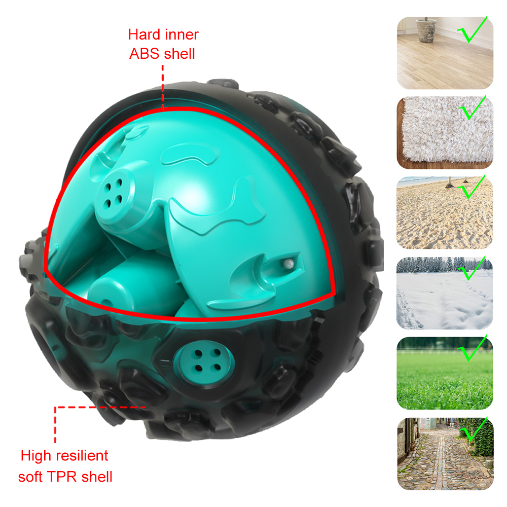 Goaxuzt Dog Toy Ball For Aggressive Chewers Giggle Chew Interactive Fetch Ball With Squeaker For Medium Large Dogs, Blue