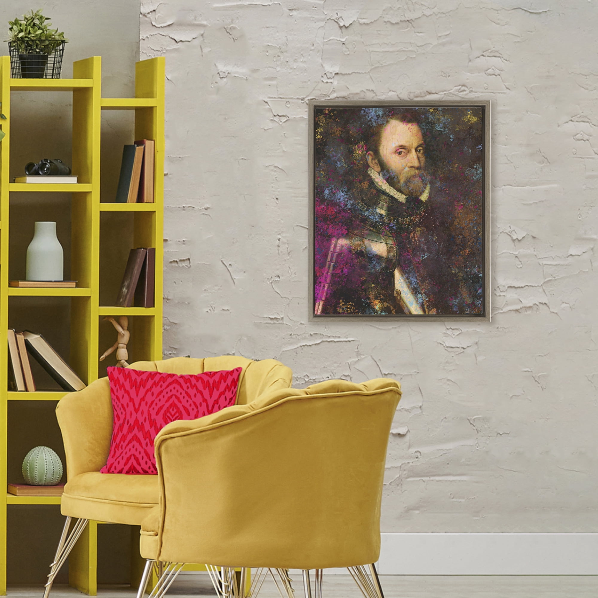 Stupell Industries Dappled Royalty Portrait Brown Framed Floater Canvas Wall Art, design by Sarah Adams