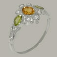 thumbnail image 2 of LBG British Made 14k White Gold Natural Citrine Peridot Diamond Womens Engagement Ring - 33 size options - Size 4.5, 2 of 5