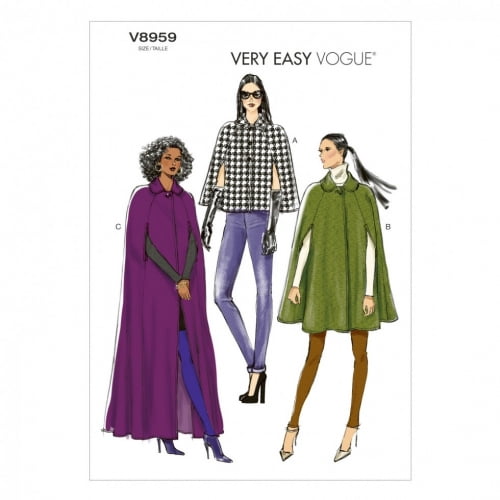 Vogue Ladies Easy Sewing Pattern 8959 Cape Coats in 3 Lengths