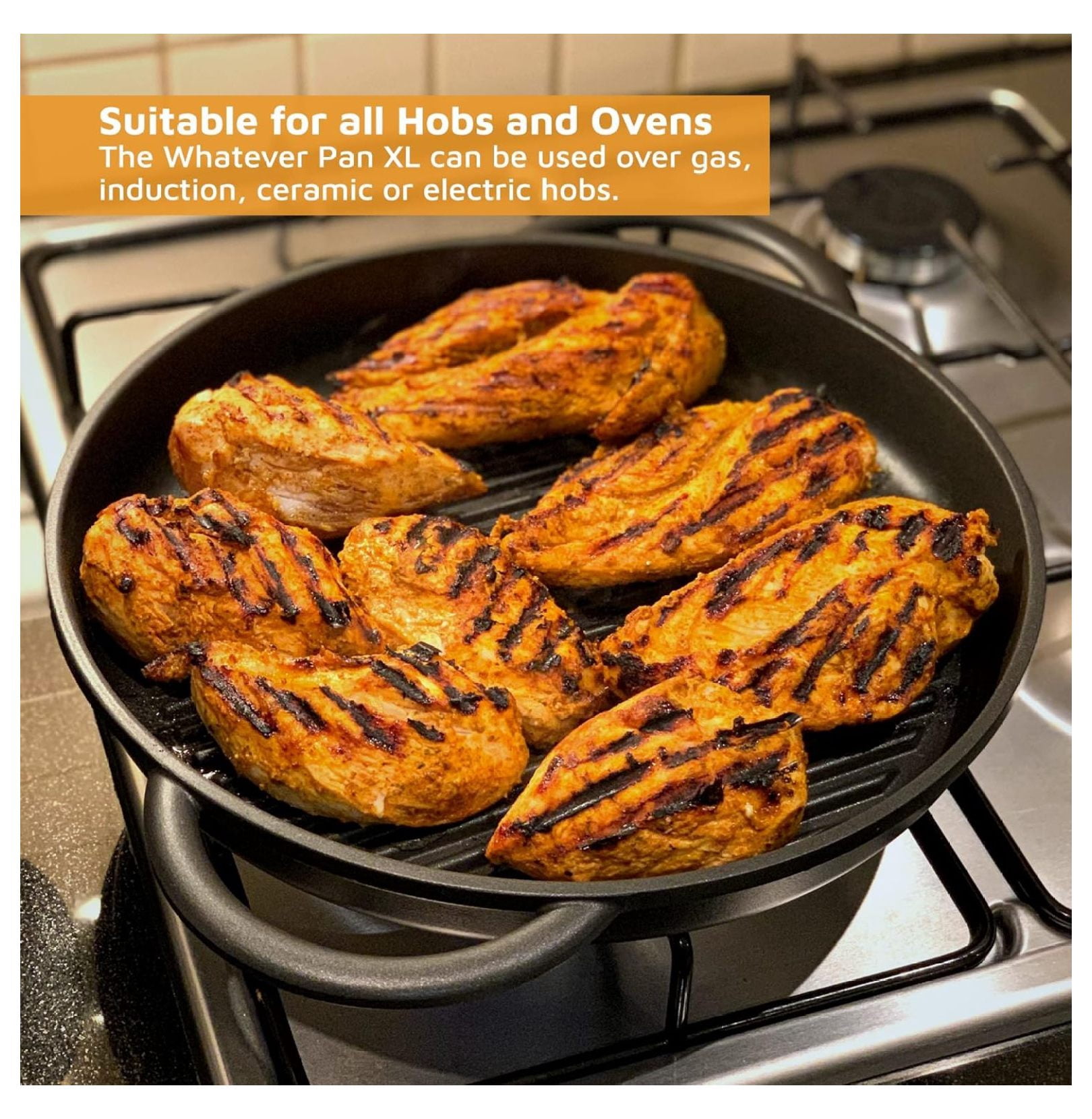 The Whatever Pan Cast Aluminum Griddle Pan for Stove Top - Lighter than Cast Iron Skillet Pancake Griddle with Lid - Nonstick Stove Top Grill Pan (11.8")