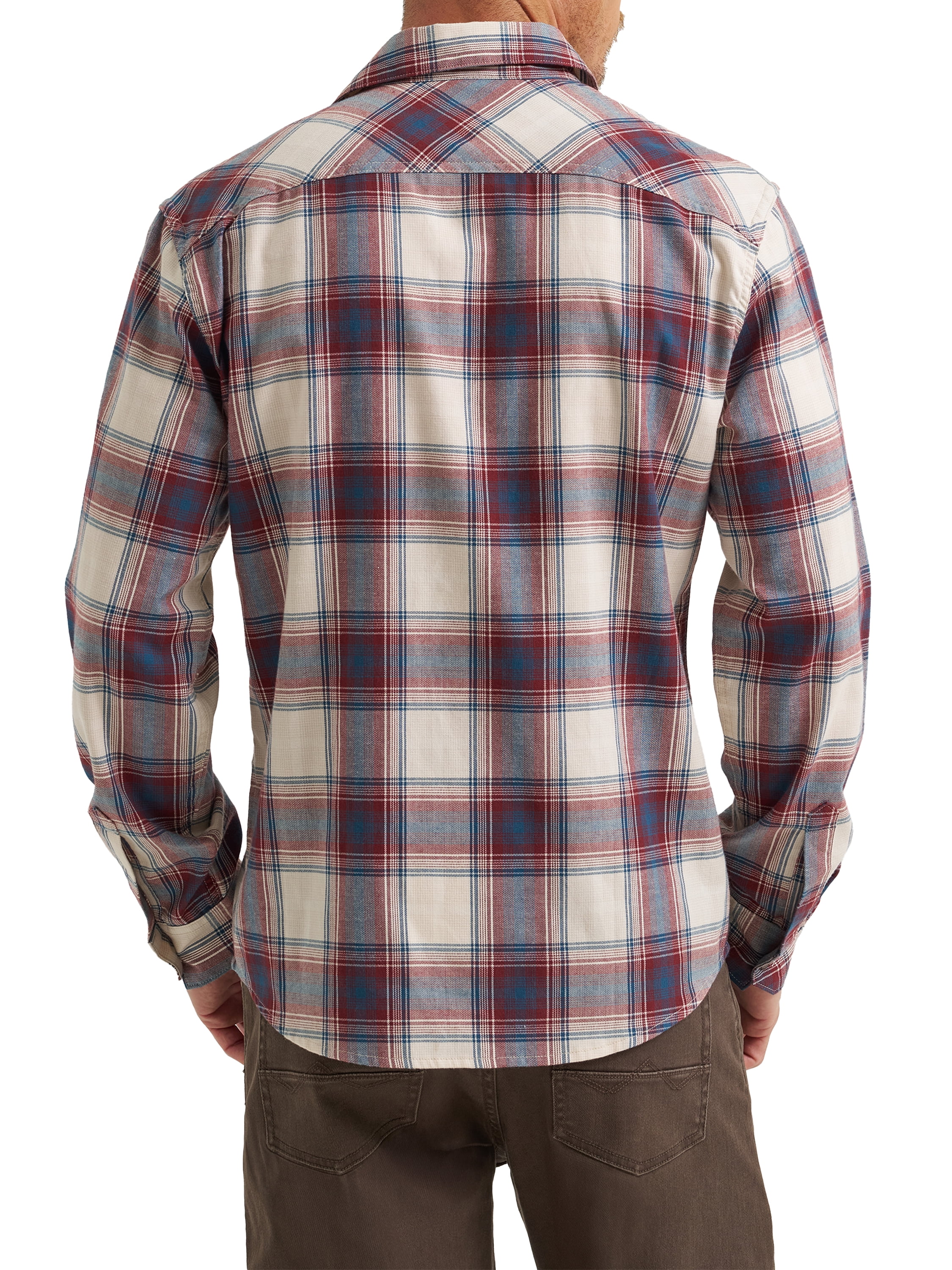 Wrangler® Men's Slim Fit Long Sleeve Woven Twill Shirt with Sunglasses Cleaner, Sizes S-5XL