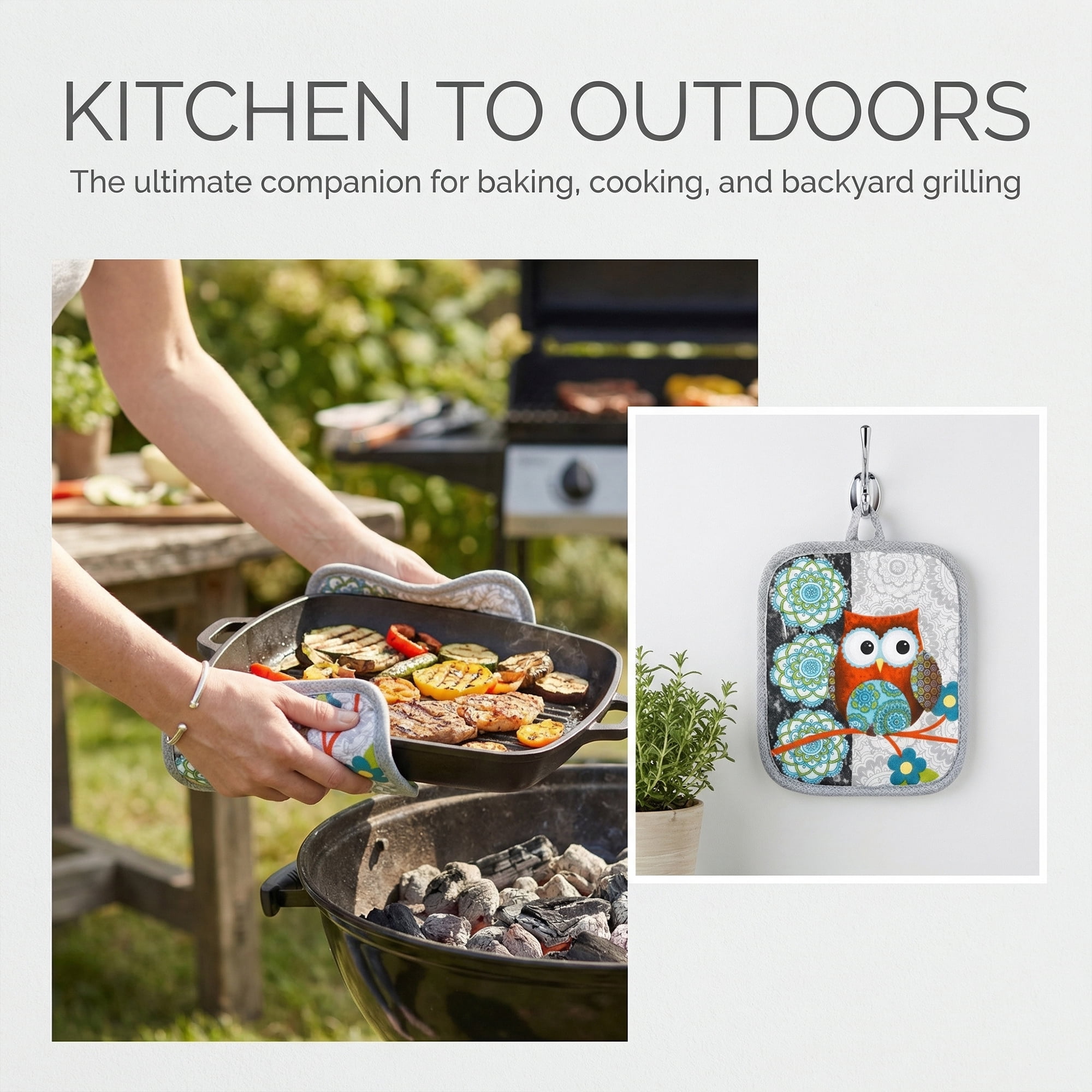 Unique Bargains 2 Pcs Pot Holders, Heat Resistant Trivets for Baking Little owl 6.5"x7.9"