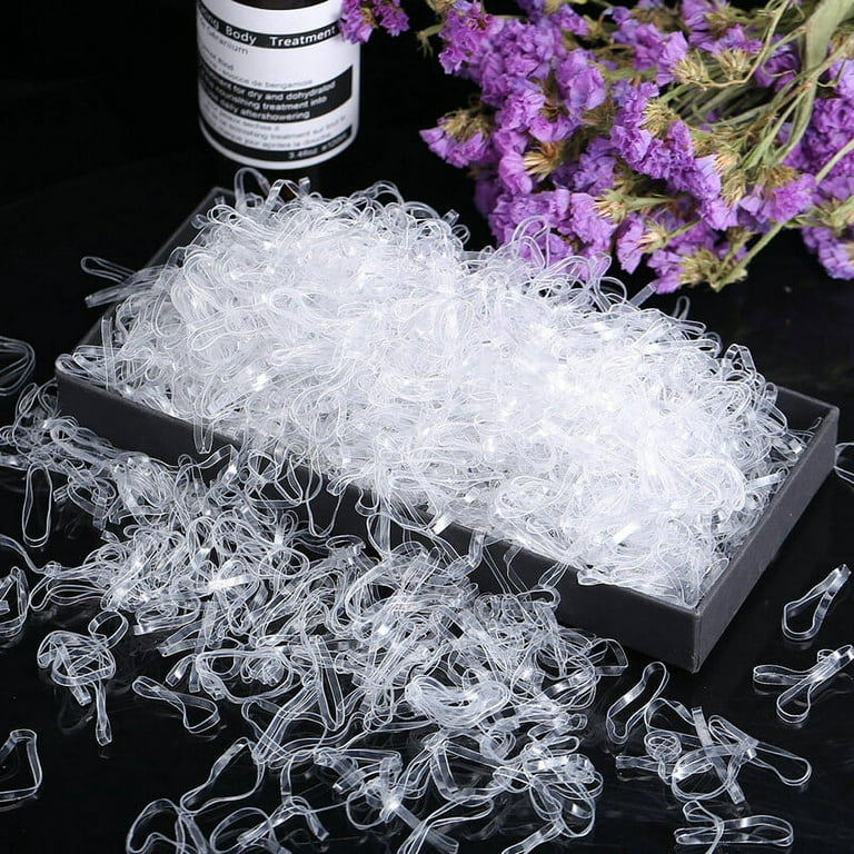 Peaoy 1500pcs Clear Hair Elastics Soft Small Rubber Bands Elastic Hair Ties with Box, Size: One Size