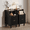 Black, variant on TOKSOM 2PC Narrow Nightstand, 11.8" Fluted Bedside Tables with 2 Drawers & Open Shelf, Slim Mid-Century Modern End Table for Bedroom, Living Room, Office – Walnut & Gold Accent