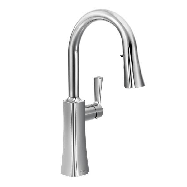 Moen S72608 Etch Pull-Down Spray High Arc Kitchen Faucet - Chrome ...
