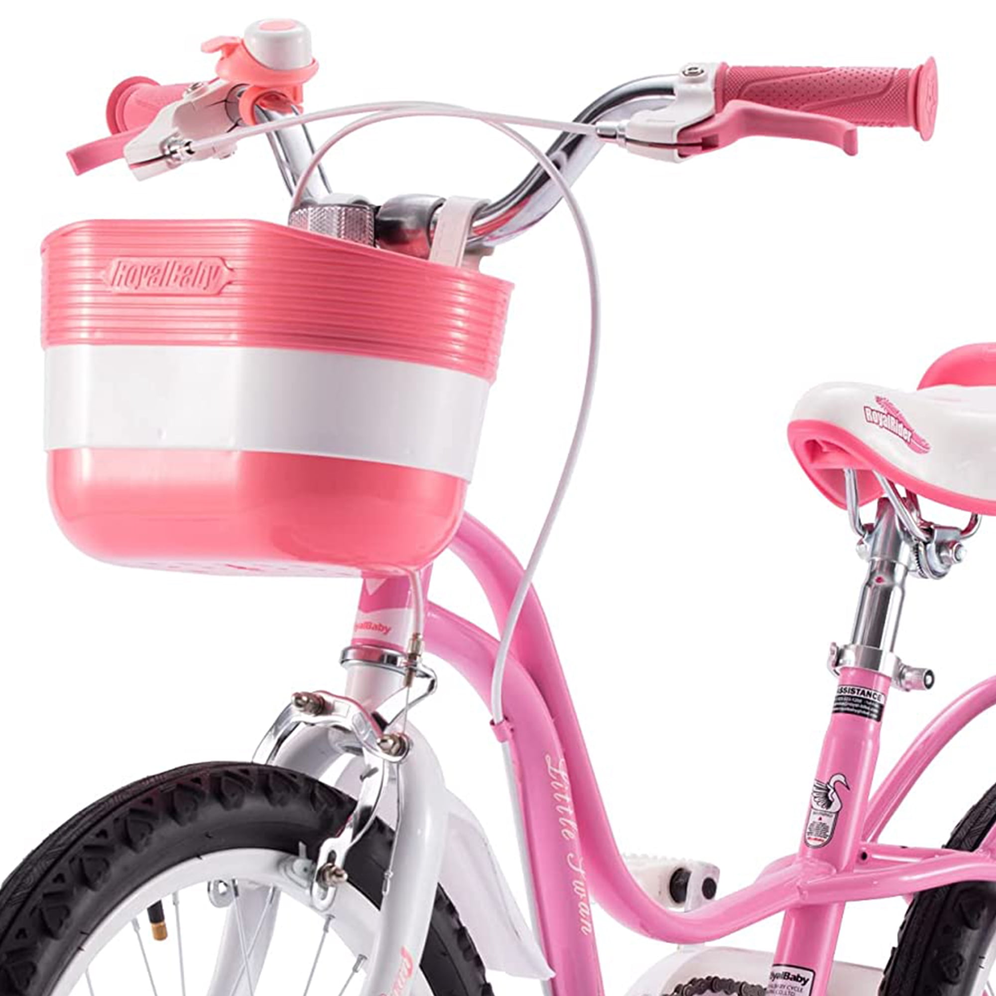 Royalbaby Little Swan 18in Beginner Bike for Girls and Kids with Basket Pink and White Walmart