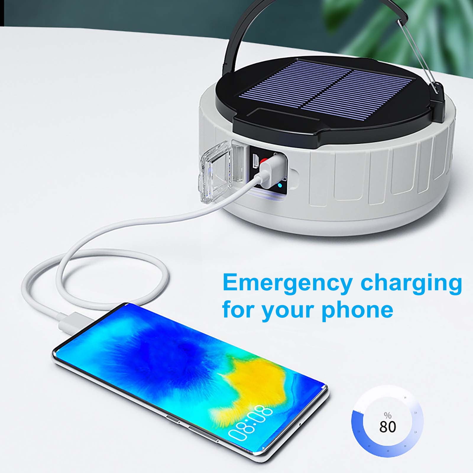 USB Solar Camping Light Remote Tent Light 1 Pack - 3000LM Portable LED Rechargeable Camping Lantern Hanging Waterproof Emergency Light for Camping, Hiking, Power Failure, Hurricane