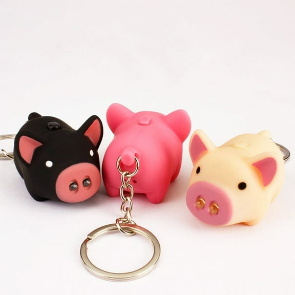 Naierhg Pig Style LED Light Sound Key Chain Keyring Car Bag Pendant Decoration Gift