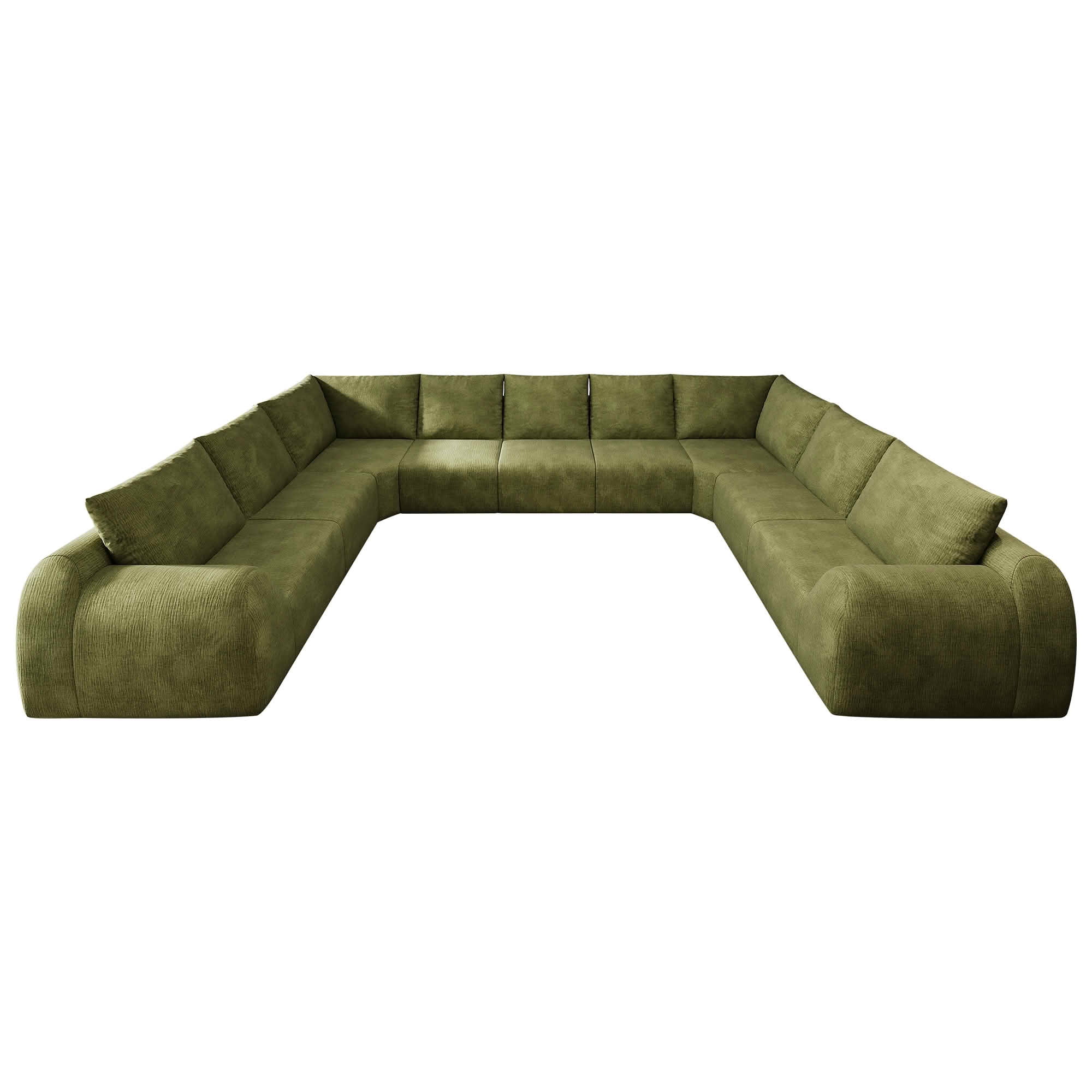 MAYEERTY 161.9 Inch 9-Seat U Shape Cloud Modular Sectional Sofa, Vacuum Compressed Chenille Fabric Couch, No Assembly Needed for Living Room