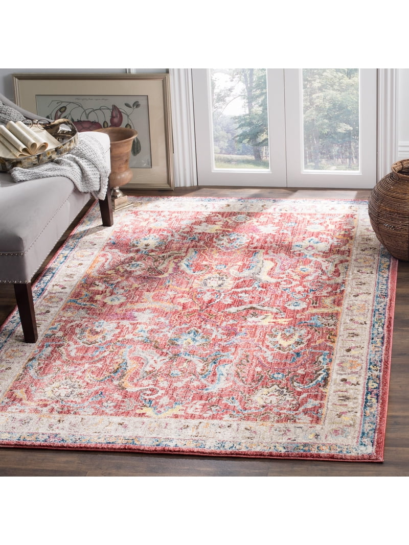 SAFAVIEH Bristol Calvagh Oriental Polyester Area Rug, Rose/Light