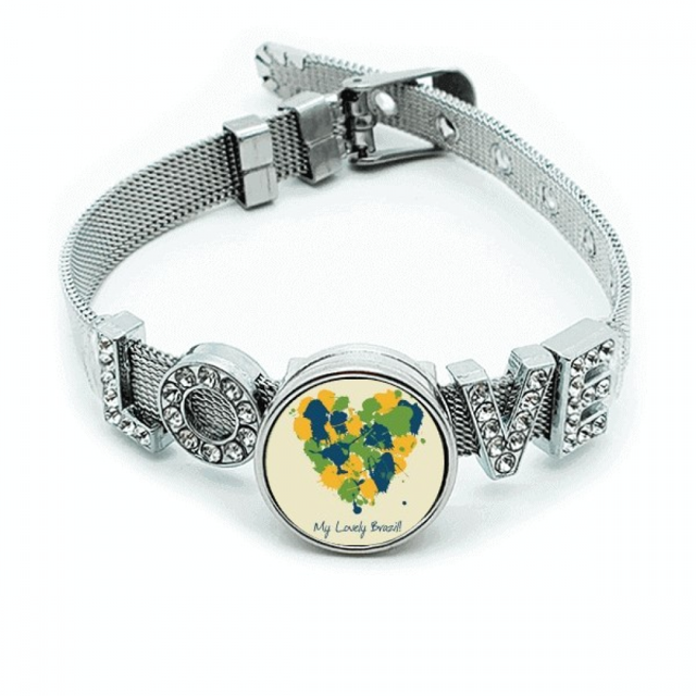 En forma de corazón de mi adorable Brasil Brasil Pulsera pulsera pulsera de cristal amor pulsera ajustable