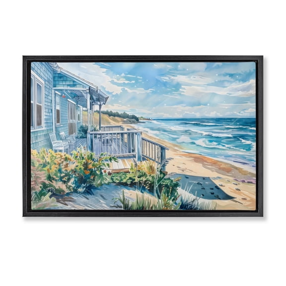 Stupell Industries Rustic Lodge Beach Villa Overlook Black Floating Frame Canvas Art, 25 x 17, by LSR Design Studio