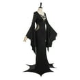 thumbnail image 2 of MEOWCOS Gothic Maxi Dress Dark Bat Style Deep V Neck High Split Side-Slit Long Sleeved Dress, L, 2 of 6