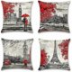 thumbnail image 3 of Juego de 4 fundas de cojín, fundas de almohada decorativas de lino, fundas de almohada decorativas para sofá y coche 45x45cm (Pareja roja), 3 of 5