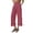 Red, variant on Womens Pants Vertical Rib Texture Pleated Waist Pants Soft Wide Leg Cropped Fit Solid Color Casual Sleek Pants With Side Pocket