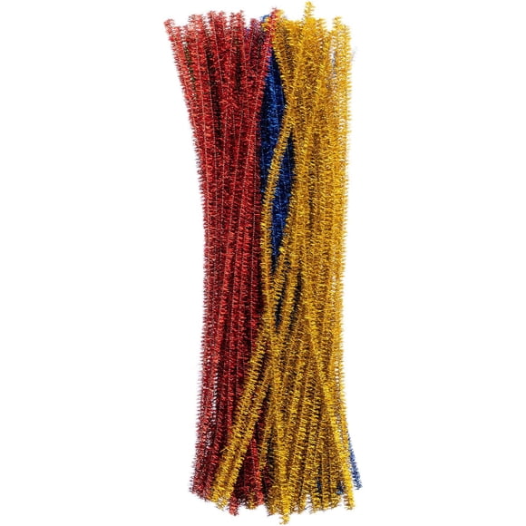 100pcs John Bead Pipe Cleaners 12in x 6mm Glitter Mix Fluffy Chenille Stems for Art School Craft Supplies Decorations