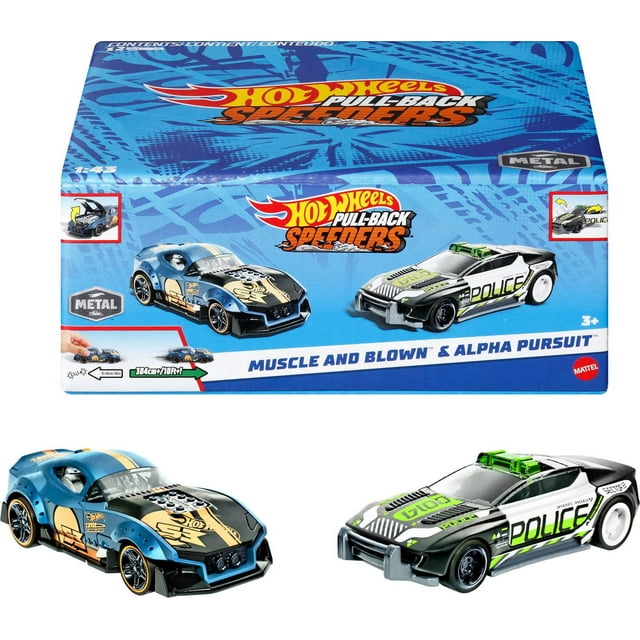 Hot Wheels-2 Véhicules à Rétrofriction-Coffret échelle 1/43 - Les styles peuvent varier