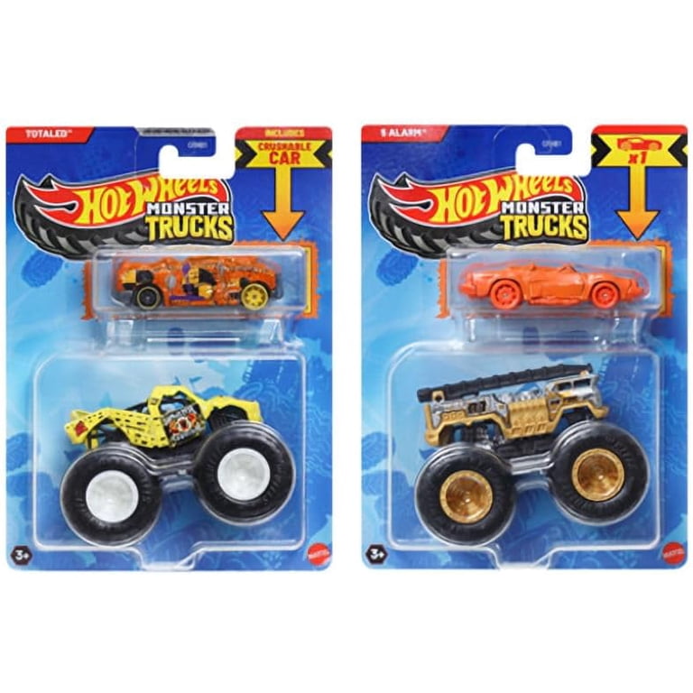 Hot Wheels Monster Trucks with Crushable Car, Race, Smash, Crash