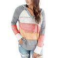 thumbnail image 1 of Gibobby Sueter para mujer Suéter Tops Con capucha Casual Blusa larga Mangas Cuello en V Mujeres Patchwork Blusa de mujer(Naranja,G), 1 of 2