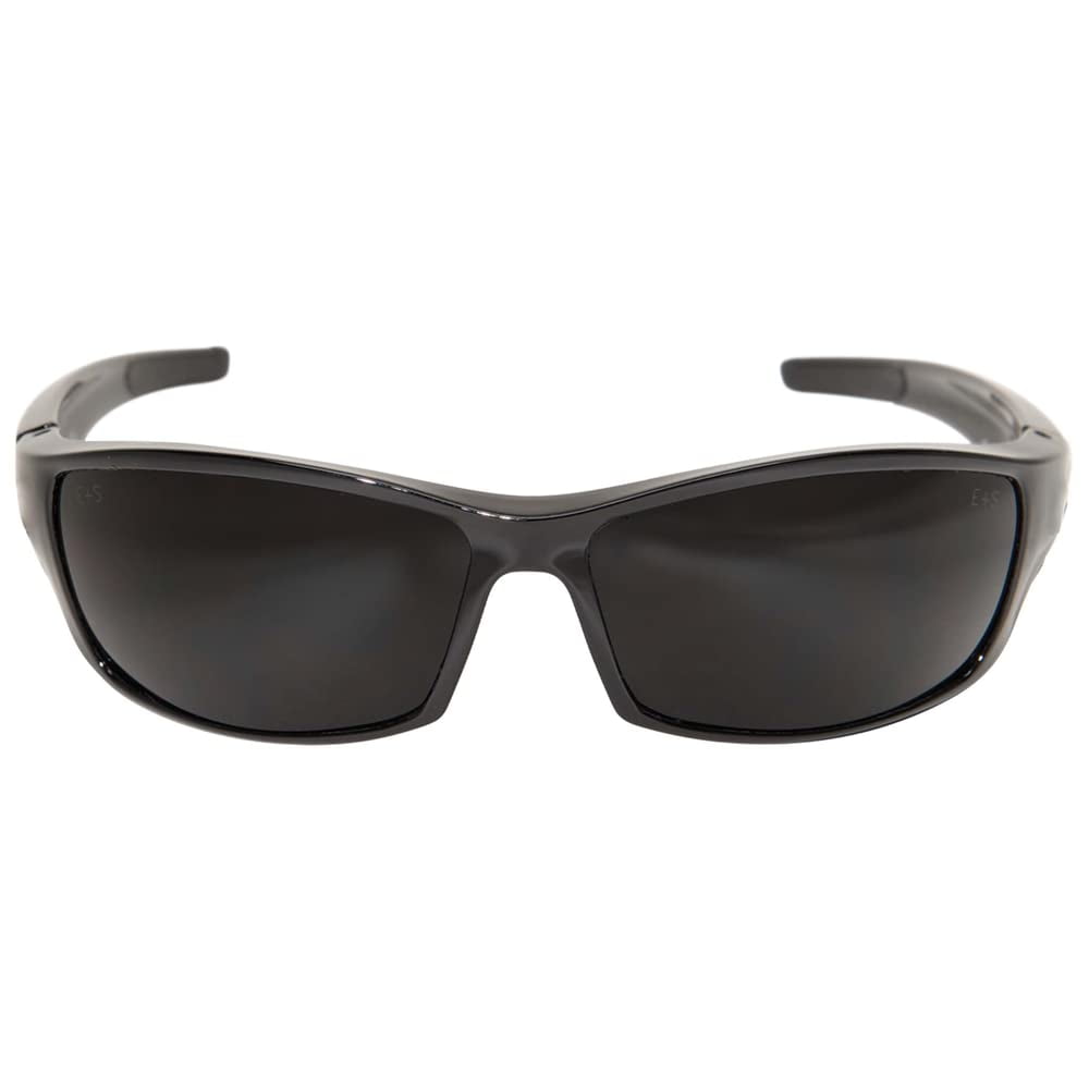 Edge SR116 Reclus Wrap-Around Safety Glasses, Anti-Scratch, Non-Slip, UV 400, Military Grade, ANSI/ISEA & MCEPS Compliant, 5.04" Wide, Black Frame/Smoke Lens