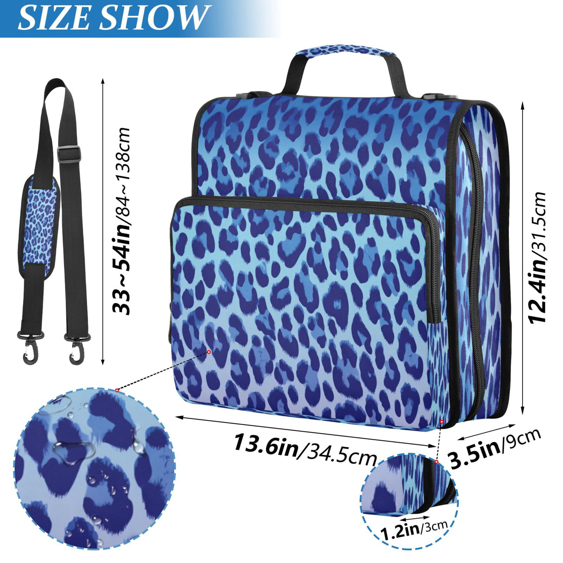3 Ring Zipper Binder Stationery Organizer for Study Work Home Travel, All-Purpose File Folder Storage Bag for Daily Document Organization Ocean Blue Cheetah Print Pattern