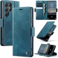 thumbnail image 1 of Funda tipo cartera para Samsung Galaxy S24 Ultra, de piel, con tarjetero, función atril, cierre magnético y bloqueo RFID. Funda de TPU a prueba de golpes, compatible con S24 Ultra, 1 of 8
