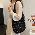 thumbnail image 2 of MDUKONU Boho Crochet Beach Tote Shoulder Bag with Colored Beads | Colorful Hippie Knit Bag for Women Black, 2 of 4