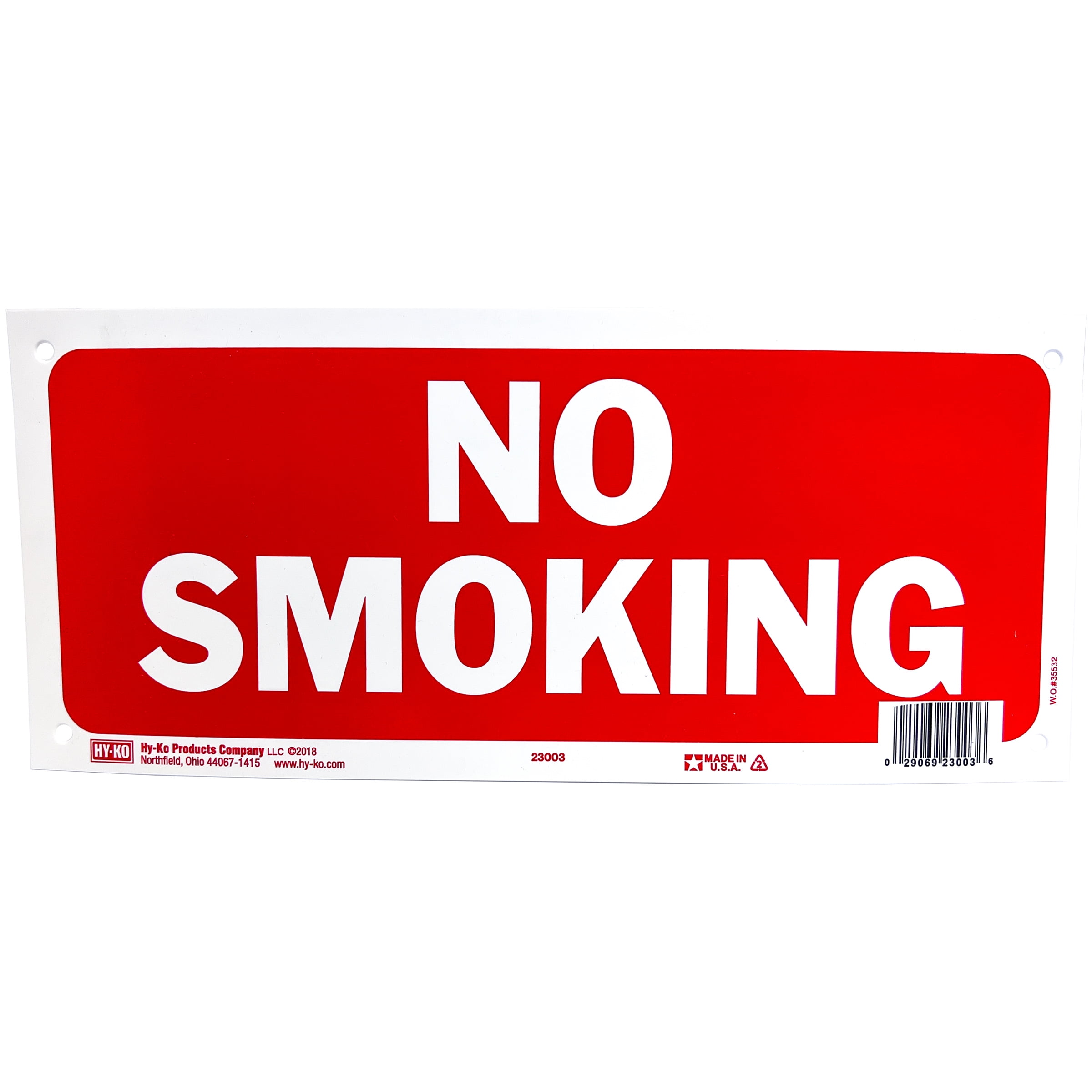 Hy Ko No Smoking Sign Weather Resistant Plastic Bright Red Color 6 X 14 Walmart Com