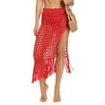 thumbnail image 4 of Idoravan Women's Basic Versatile Skirt Clearance Women Solid Swimsuit Bohemian Hollow Weave Tassels Cover Up Bikini Swimwear Beach Cover-Ups Wrap Skirt, 4 of 5