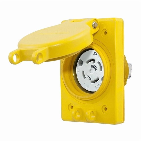 Hubbell Wiring Device-Kellems WTLckRecpt,30A;Yllw;Elstmr,L16-30R,1Gng HBL69W76