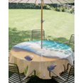 thumbnail image 3 of Outdoor Tablecloth with Umbrella Hole Zipper Beach Coastal Round Tablecloth 60" Waterproof Outside Table Cloth Aqua Summer Nautical Seaside Starfish Patio Table Cover Tablecloths for Picnic Party, 3 of 8
