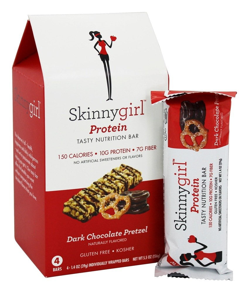 SkinnyGirl Dark Chocolate Pretzel Protein Bars, 1.4 oz, 4 count