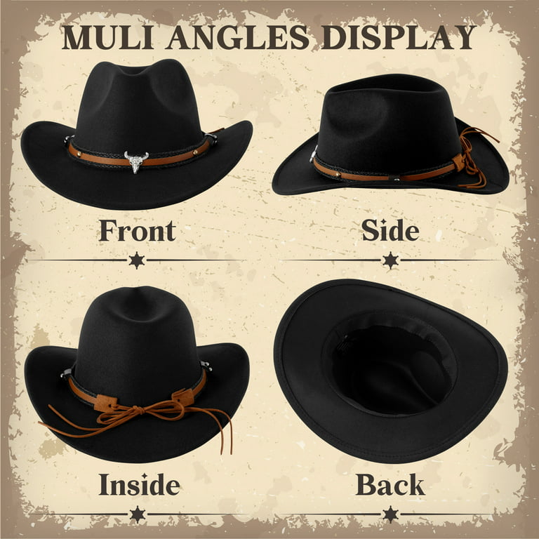 Unisex Western Rodeo Cowgirl/ Cowboy Black Straw Hat Sombrero Vaquero Dama/  Caballero Estilo Rodeo 