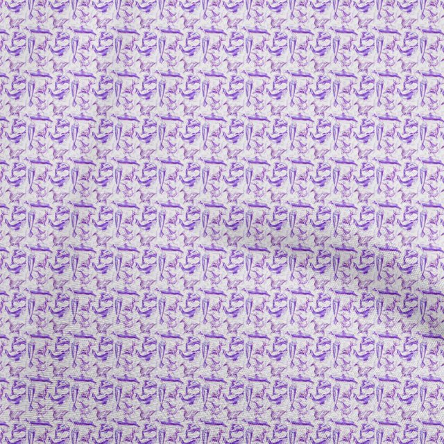 oneOone Polyester Spandex Purple Fabric Dolphin Craft Projects Decor Fabric Printed By The Yard 56 Inch Wide