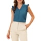 thumbnail image 1 of INSPIRAR CHIC Blusas de trabajo sin mangas con volantes y escote en V para mujer XS Azul Pavo Real, 1 of 7