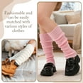 thumbnail image 4 of Bocaoying 3 Pack Rib Knit Leg Warmers for Women, Acrylic Leg Warmer Socks with Ruffle, Soft Stretchy Ankle Warmers for Boots, Y2K Striped Style Leg Covers for Women Outside, Black/Pink/White, 4 of 8
