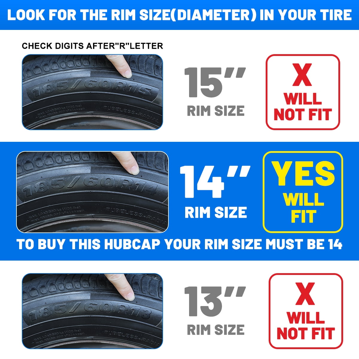 (4 Pack)14" Universal Wheel Rim Cover Hubcaps Snap on Car Truck SUV Fit R14 Tire-Black Matte