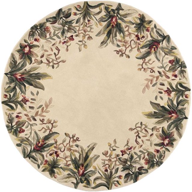 HomeRoots 350235 Tapis Rond en Laine et Ivoire 7 Pi 6 Po