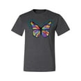 thumbnail image 2 of Wild Bobby, Colorful Butterfly Oh Butterfly On Whispering Wings Animal Lover Men's Graphic T-Shirt, Heather Black, Large, 2 of 3