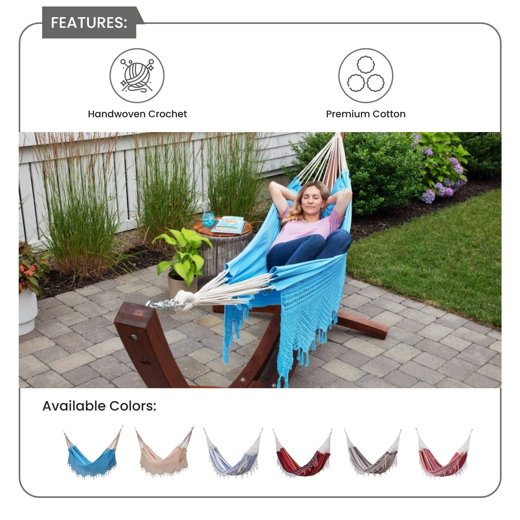 Acapulco Mexican Patio Hammock Cotton Hammock Single Hammock for One Person Outdoor Patio Swing Chair Hand Woven Mayan Hammock Use Inside Outside Back Acapulco Hammocks \u0026 Accessories at
