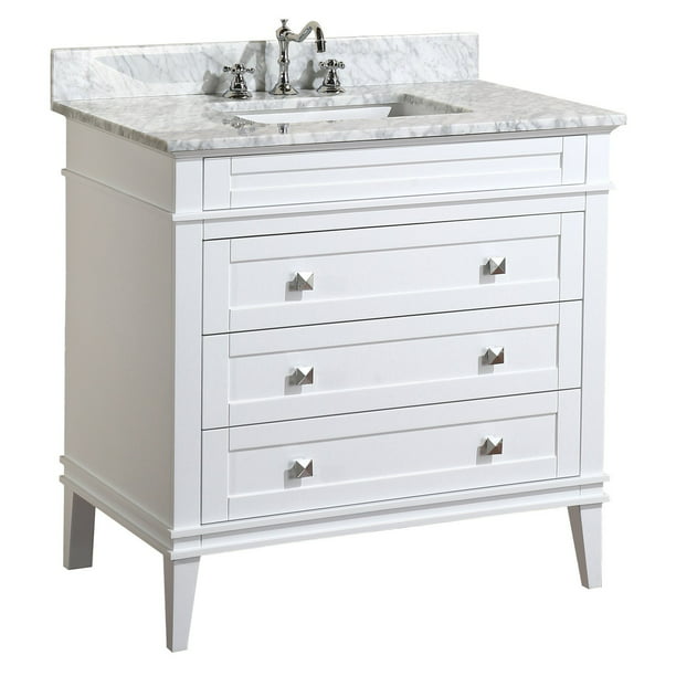 Eleanor 36 Bathroom Vanity With White, Bathroom Vanities With Carrara Marble Tops