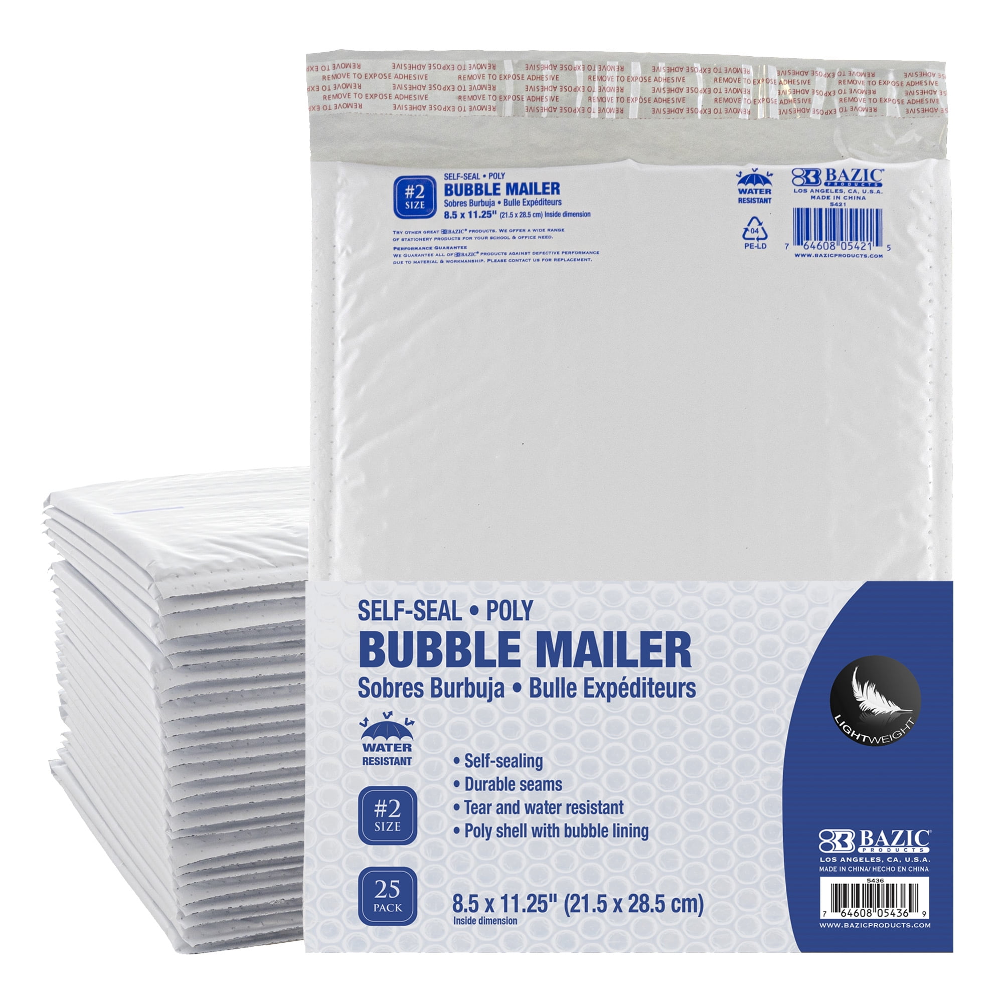25 Pack 8.5" x 11" #2 Poly Bubble Mailers Self Seal Envelopes Padded Shipping 