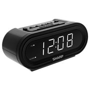 SHARP Digital Alarm Clock with AccuSet - Automatic Set, Black with White LED Display