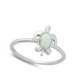 thumbnail image 4 of CHOOSE YOUR COLOR White Simulated Opal Sea Turtle Ring .925 Sterling Silver Band CZ Female Size 9, 4 of 4
