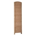 thumbnail image 6 of HomCom 6' Tall Wicker Weave 4 Panel Room Divider Privacy Screen - Natural Blonde Wood, 6 of 8