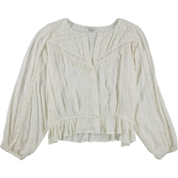 American Eagle Womens Lace Accent Peasant Blouse, Off-White, XX-Large