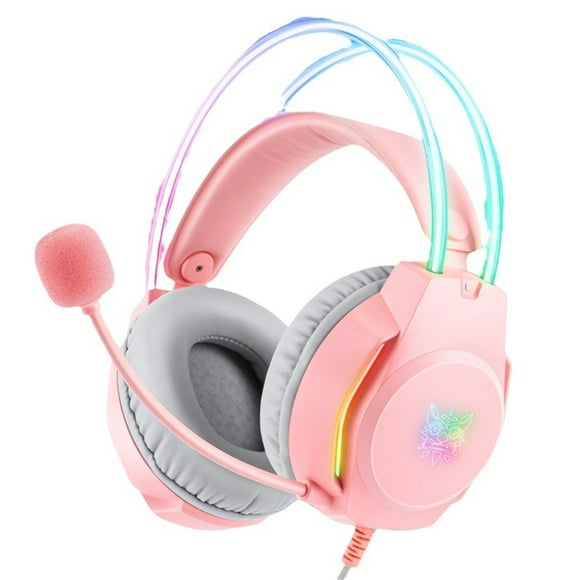 X26 Wired Headset Gaming Headphones Glowing Over Ear Computer Game Headphones With Microphone For Esports,Pink